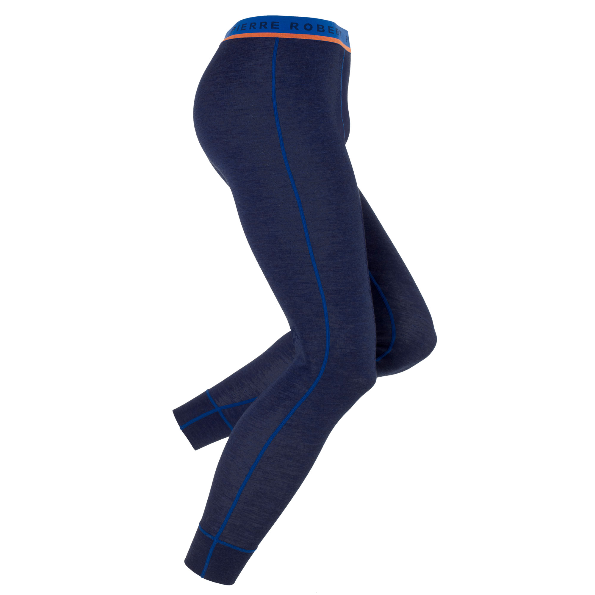 Miesten pitkät villa-alushousut, navy blue w orange, hi-res